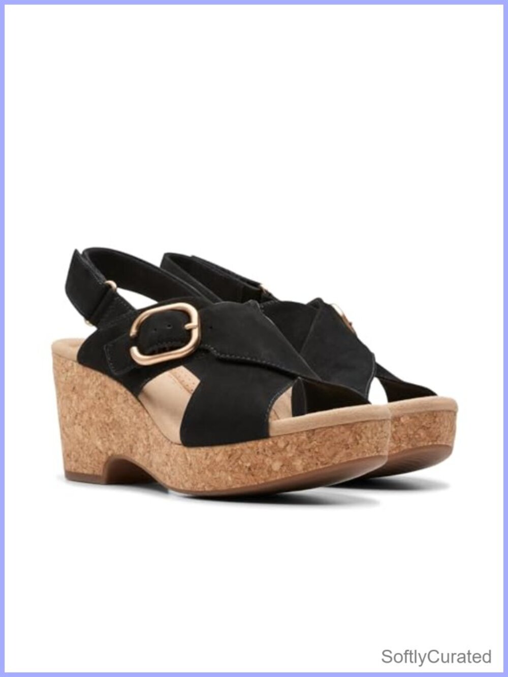 Wedge Slingback Sandal with Lightweight Cork Sole and Leather Upper